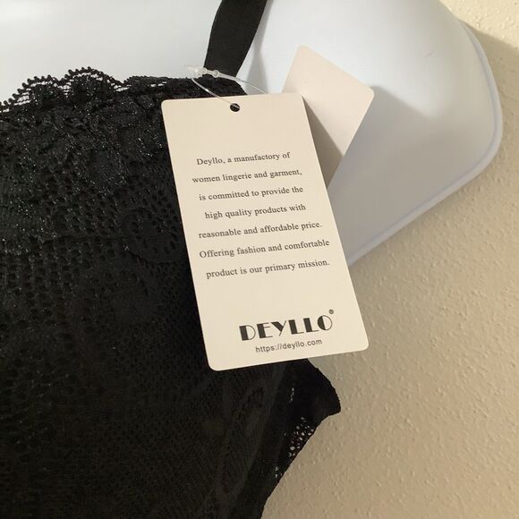 New with Tags Dellyo Black Lace Padded Bra 36DDD Gothic Dark Romantic Feminine - Picture 5 of 7